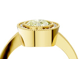 Yellow gold Fancy Yellow Oval Cut-Cut Diamond Halo Engagement Ring with Pave Band and Prong Setting_4