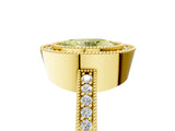 Yellow gold Fancy Yellow Oval Cut-Cut Diamond Halo Engagement Ring with Pave Band and Prong Setting_5