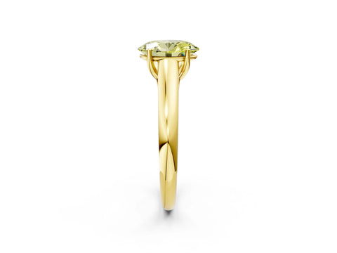 Yellow gold Fancy Yellow Oval Cut Cut Diamond Solitaire Engagement Ring with Tapered Plain Band and Four-Prong Setting_2