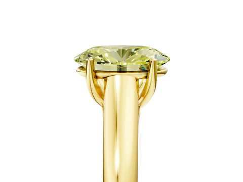 Yellow gold Fancy Yellow Oval Cut Cut Diamond Solitaire Engagement Ring with Tapered Plain Band and Four-Prong Setting_5