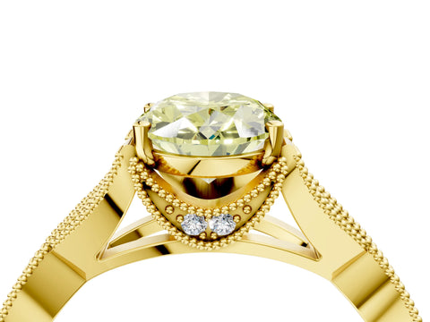 Yellow gold Fancy Yellow Oval Cut Cut Diamond Twisted Band with Milgrain Pave Setting and Four-Prong Setting_4