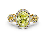 Yellow gold Fancy Yellow Oval Cut Cut Halo Diamond Infinity Band with Four-Prong Setting