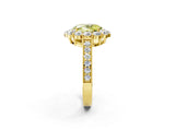 Yellow gold Fancy Yellow Oval Cut Cut Halo Diamond Pavé Engagement Ring with Milgrain Detailing_14
