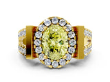 Yellow gold Fancy Yellow Oval Cut Cut Halo Split Shank Prong Set Ring