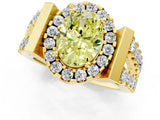 Yellow gold Fancy Yellow Oval Cut Cut Halo Split Shank Prong Set Ring_1