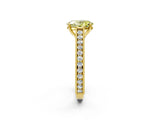 Yellow gold Fancy Yellow Oval Cut Cut Pave Band Milgrain Solitaire Ring_2