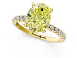 Yellow gold Fancy Yellow Oval Cut Diamond Brilliant Solitaire Ring with Pavé Band and Four-Prong Setting_25