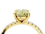 Yellow gold Fancy Yellow Oval Cut Diamond Brilliant Solitaire Ring with Pavé Band and Four-Prong Setting_28