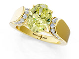 Yellow gold Fancy Yellow Oval Cut Diamond Channel Set Solitaire Ring with Four-Prong Setting_13