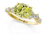 Yellow gold Fancy Yellow Oval Cut Diamond Cluster Pavé Band with Four-Prong Setting_4