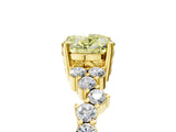 Yellow gold Fancy Yellow Oval Cut Diamond Cluster Pavé Band with Four-Prong Setting_8