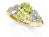 Yellow gold Fancy Yellow Oval  Cut Diamond Cluster Ring with Round Accent Stones and Prong Setting on a Classic Band_49