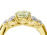 Yellow gold Fancy Yellow Oval  Cut Diamond Cluster Ring with Round Accent Stones and Prong Setting on a Classic Band_52