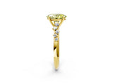 Yellow gold Fancy Yellow Oval Cut Diamond Cluster Side Stone Solitaire Ring with Prong Setting_87