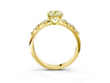 Yellow gold Fancy Yellow Oval Cut Diamond Cluster Side Stone Solitaire Ring with Prong Setting_88