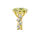 Yellow gold Fancy Yellow Oval Cut Diamond Cluster Side Stone Solitaire Ring with Prong Setting_90