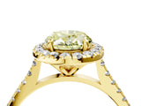 Yellow gold Fancy Yellow Oval Cut Diamond Cushion Halo Ring with Pavé Band_4