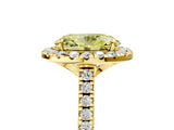 Yellow gold Fancy Yellow Oval Cut Diamond Cushion Halo Ring with Pavé Band_5