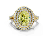 Yellow gold Fancy Yellow Oval Cut Diamond Double Halo Ring with Pavé Band and Prong Setting_59