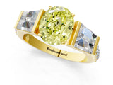 Yellow gold Fancy Yellow Oval Cut Diamond Engagement Ring with Baguette Side Stones and Channel Set Band_21