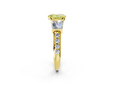 Yellow gold Fancy Yellow Oval Cut Diamond Engagement Ring with Baguette Side Stones and Channel Set Band_22