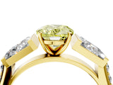 Yellow gold Fancy Yellow Oval Cut Diamond Engagement Ring with Baguette Side Stones and Channel Set Band_24