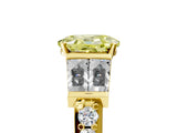 Yellow gold Fancy Yellow Oval Cut Diamond Engagement Ring with Baguette Side Stones and Channel Set Band_25