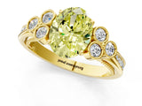 Yellow gold Fancy Yellow Oval  Cut Diamond Engagement Ring with Bezel Set Round Side Stones and Prong Setting_50