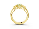 Yellow gold Fancy Yellow Oval  Cut Diamond Engagement Ring with Bezel Set Round Side Stones and Prong Setting_52