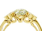 Yellow gold Fancy Yellow Oval  Cut Diamond Engagement Ring with Bezel Set Round Side Stones and Prong Setting_53