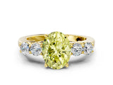 Yellow gold Fancy Yellow Oval  Cut Diamond Five-Stone Prong Set White Gold Ring_33
