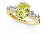 Yellow gold Fancy Yellow Oval  Cut Diamond Five-Stone Prong Set White Gold Ring_34