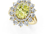 Yellow gold Fancy Yellow Oval Cut Diamond Floral Double Halo Engagement Ring with Prong Setting_25
