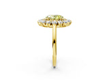 Yellow gold Fancy Yellow Oval Cut Diamond Floral Double Halo Engagement Ring with Prong Setting_26