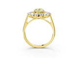 Yellow gold Fancy Yellow Oval Cut Diamond Floral Double Halo Engagement Ring with Prong Setting_27