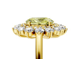 Yellow gold Fancy Yellow Oval Cut Diamond Floral Double Halo Engagement Ring with Prong Setting_29