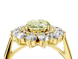 Yellow gold Fancy Yellow Oval Cut Diamond Floral Double Halo Engagement Ring with Prong Setting_64