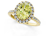 Yellow gold Fancy Yellow Oval  Cut Diamond Floral Halo Engagement Ring with Pavé Band and Prong Setting_38
