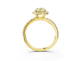 Yellow gold Fancy Yellow Oval  Cut Diamond Floral Halo Engagement Ring with Pavé Band and Prong Setting_40