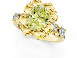 Yellow gold Fancy Yellow Oval  Cut Diamond Floral Halo Engagement Ring with Shared Prong Setting 2