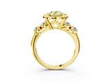 Yellow gold Fancy Yellow Oval  Cut Diamond Floral Halo Engagement Ring with Shared Prong Setting 4