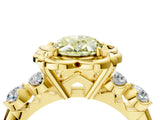 Yellow gold Fancy Yellow Oval  Cut Diamond Floral Halo Engagement Ring with Shared Prong Setting 5