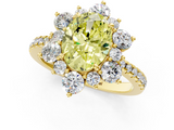 Yellow gold Fancy Yellow Oval  Cut Diamond Floral Halo Pave Band with Prong Setting_37