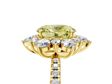 Yellow gold Fancy Yellow Oval  Cut Diamond Floral Halo Pave Band with Prong Setting_41