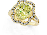 Yellow gold Fancy Yellow Oval Cut Diamond Floral Halo Split Shank Prong Setting Ring_1