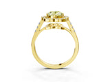 Yellow gold Fancy Yellow Oval Cut Diamond Floral Halo Split Shank Prong Setting Ring_3