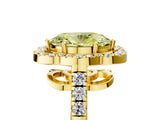 Yellow gold Fancy Yellow Oval Cut Diamond Floral Halo Split Shank Prong Setting Ring_5