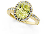 Yellow gold Fancy Yellow Oval Cut Diamond Halo Engagement Ring with Pavé Band and Prong Setting_28