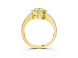 Yellow gold Fancy Yellow Oval Cut Diamond Halo Engagement Ring with Pavé Band and Prong Setting_30