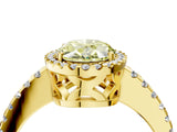 Yellow gold Fancy Yellow Oval Cut Diamond Halo Engagement Ring with Pavé Band and Prong Setting_31